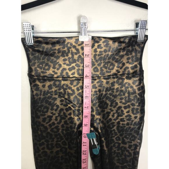 Spanx Womens S Faux Vegan Leather High Waist Black Leopard Leggings Pants - Picture 9 of 11